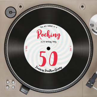 Custom 50. Geburtstag Retro Music Record Rocking Einladung