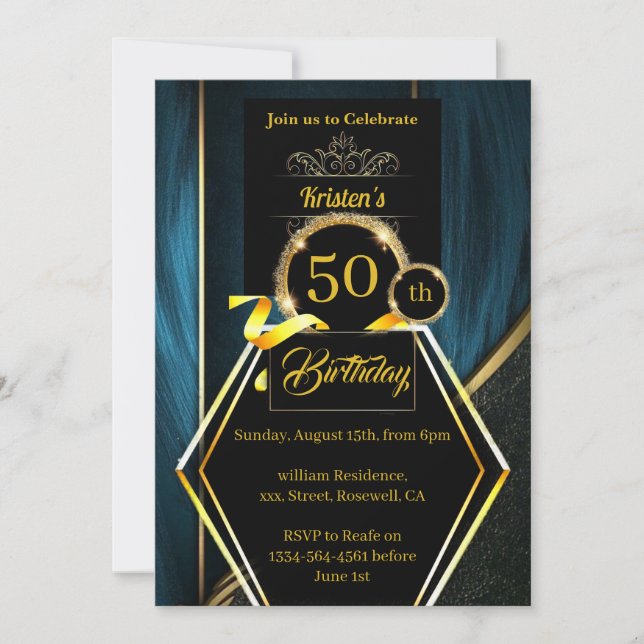 Custom 50. Geburtstagseinladung Einladung (Vorderseite)