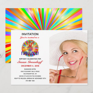 Custom 50 und Fabulous Rainbow Birthday Einladung