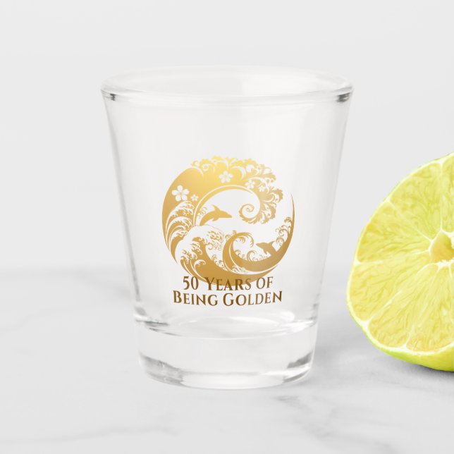 Custom 50th Birthday Gold  Schnapsglas (Vorderseite)