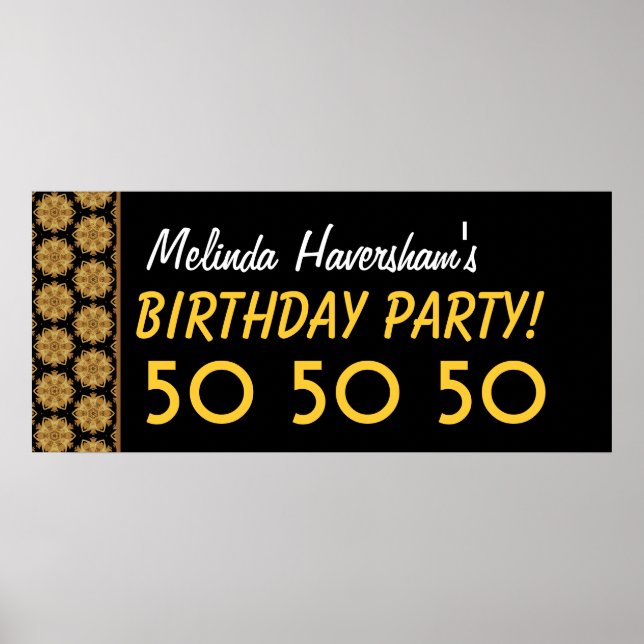 Custom 50th Birthday Party or Any Year Gold Stars Poster (Vorne)