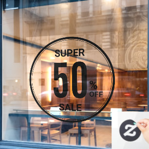 Custom 52" Round SUPER SALE Simple Black Store Fensteraufkleber