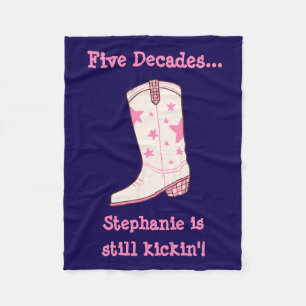 Custom 5 Decades Still Kickin’ Pink 50. Geburtstag Fleecedecke
