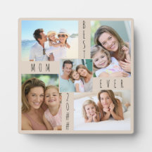 Custom 5 Foto Collage Beste Mama je Beige