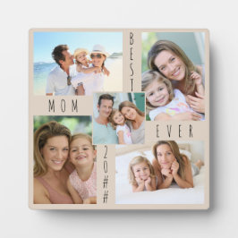 Custom 5 Foto Collage Beste Mama je Beige Fotoplatte