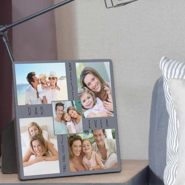 Custom 5 Foto Collage Bester Vater je Grau Plaque Fotoplatte (Von Creator hochgeladen)