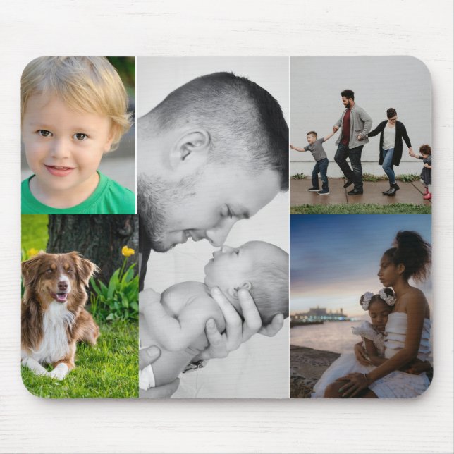 Custom 5 Foto Collage Personalisiert Mousepad (Vorne)