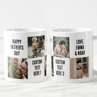 Custom 5 Foto Vater Geschenk Personalisiert 5 Text Kaffeetasse