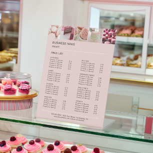 Custom 5 Fotos Bäckerei Pink Preisliste Sockelschild