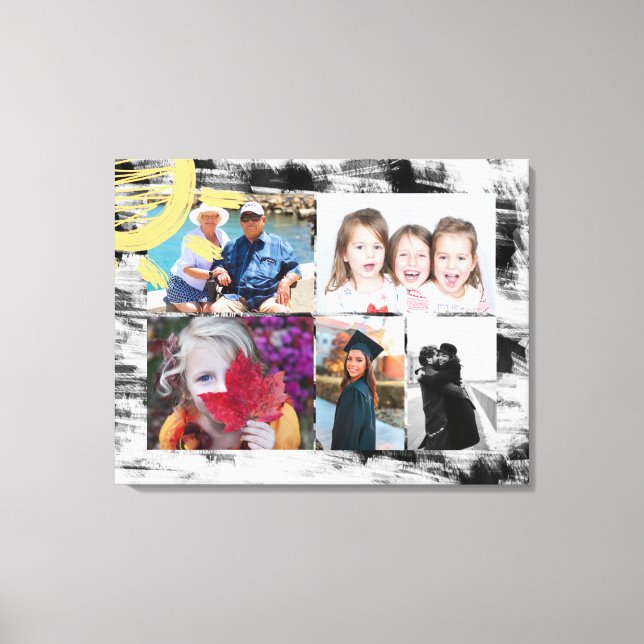 Custom 5 Fotos Schwarz/Weiß Abstrakt Leinwanddruck (Vorderseite)