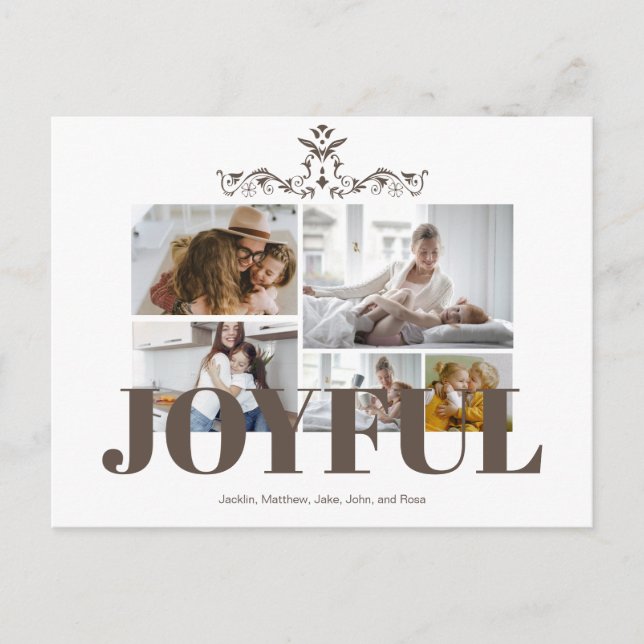 Custom 5 Fotos Typografie fröhlichen Urlaub Postkarte (Vorderseite)