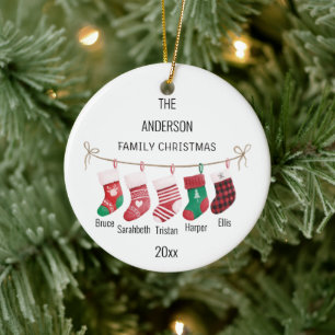Custom 5 Strumpf Name & Year Weihnachtsschmuck