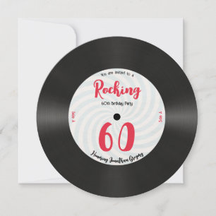 Custom 60. Geburtstag Retro Music Record Rocking Einladung