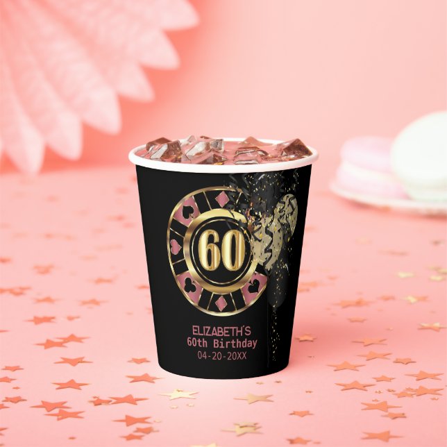 Custom 60. Geburtstag Vegas Stil Pappbecher (Insitu)