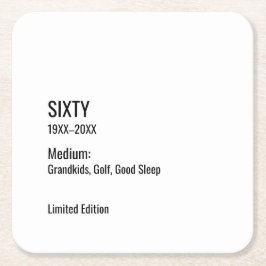 Custom 60th Birthday Funny Museum Label Chic Rechteckiger Pappuntersetzer