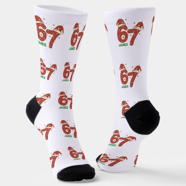 Custom 67 Sock, Custom 67 Funny Christmas Gift Socken (Gewinkelt)