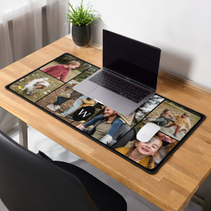 Custom 6 Foto Collage Personalisiert Monogram Wapp Schreibtischunterlage