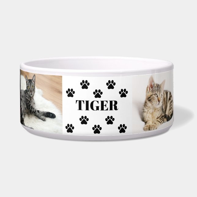 Custom 6 Pet Foto Collage Cat Name Bowl Napf (Vorderseite)
