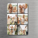 Custom 6 Photo Black Collage Modern Simple  Magnet<br><div class="desc">Display your favorite memories with sleek, modern flair using this Custom 6-Photo Black Collage Magnet. Featuring a minimalist black background and six-photo grid layout, this personalized magnet is the perfect way to showcase family moments, travel adventures, or pet snapshots. Add your own custom text—like a name, date, or short message—for...</div>