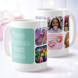 Custom 6 Photo Modern Retro Green Besties  Kaffeetasse