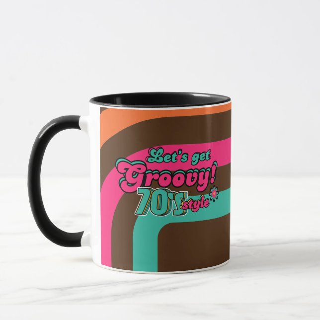 Custom 70er Retro Disco Geburtstag Boogie Groovy Tasse (Links)