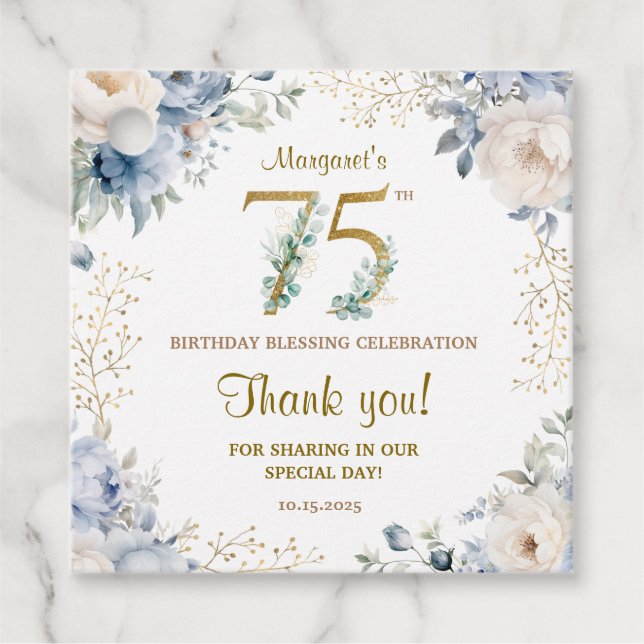 Custom 75th Birthday Favor Tag Geschenkanhänger (Vorderseite)