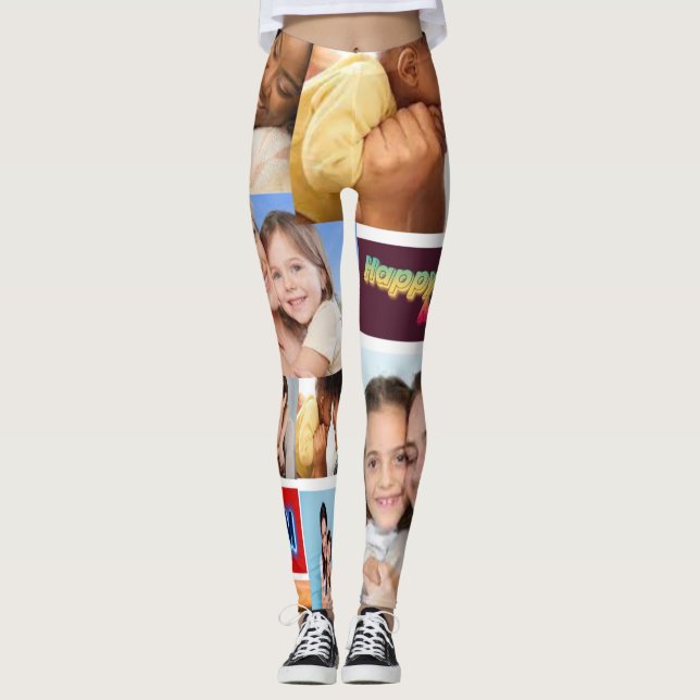 Custom 7 Foto Collage Leggings (Vorderseite)