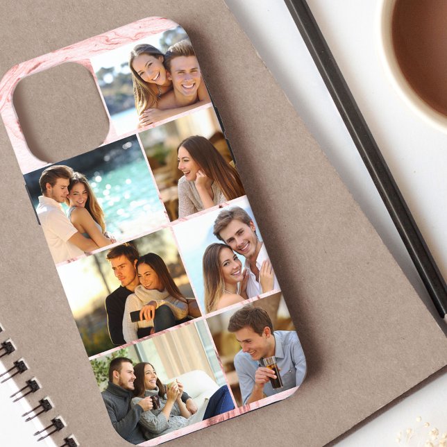 Custom 7 Foto Collage Rosa Marmor Case-Mate iPhone Hülle (Von Creator hochgeladen)