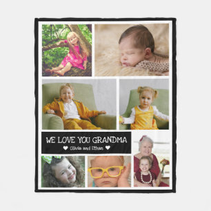 Custom 7 Foto Collage Wir Liebe Sie Oma Fleecedecke