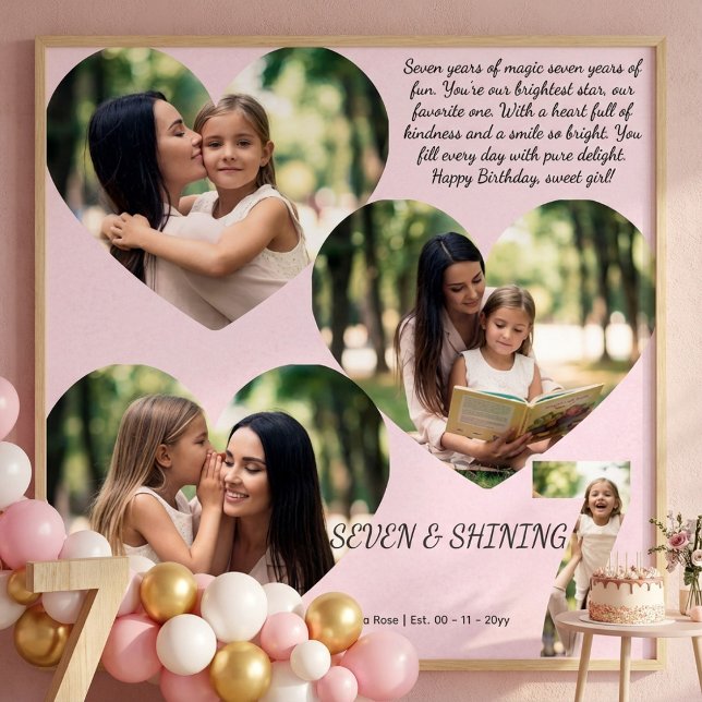 Custom 7th Birthday Photo Collage Poster (Von Creator hochgeladen)