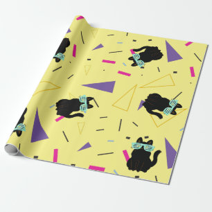 Custom 80er Retro Black Cool Cat Throwback Geschenkpapier