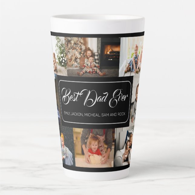 Custom 8 Foto Collage Bester Vater je Wasserflasch Milchtasse (Vorderseite)
