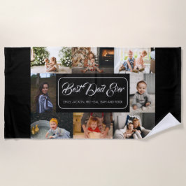 Custom 8 Foto Collage Bester Vater je Wasserflasch Strandtuch