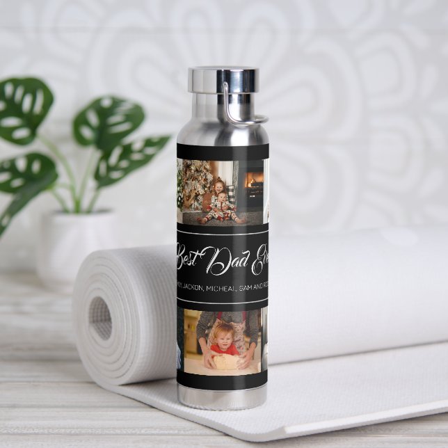Custom 8 Foto Collage Bester Vater je Wasserflasch Trinkflasche (Yoga)