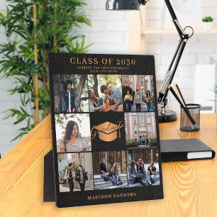 Custom 8 Foto Collage Gold schwarzer Graduiertenna Fotoplatte