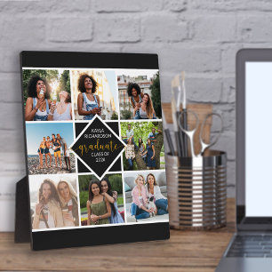 Custom 8 Foto Grid Collage Gold Graduate Fotoplatte