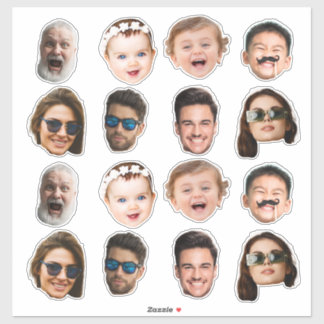 Custom 8 Photos Faces Waterproof Vinyl Stickers Aufkleber
