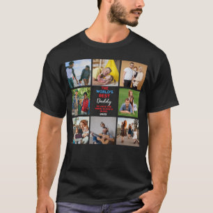 Custom 8 Picture the World's Best Daddy with Names T-Shirt