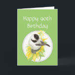 Custom 90th Birthday Chickadee Sunflower Bird Karte<br><div class="desc">90th Birthday Chickadee & Sunflower Garden Bird Nature,  Wildlife</div>
