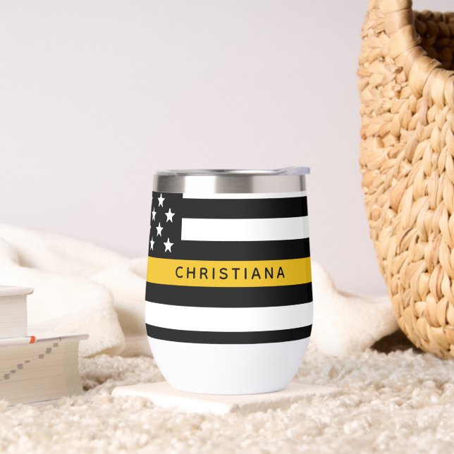 Custom 911 Dispatcher USA Flag Thin Gold Line (Wohnzimmer)