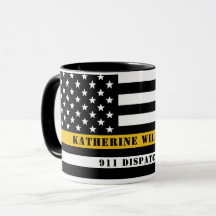 Custom 911 Dispatcher USA Flag Thin Gold Line