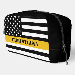 Custom 911 Dispatcher USA Flag Thin Gold Line Waschbeutel
