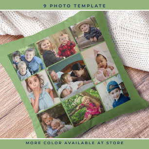 Custom 9 Foto Collage Familie Keepake Pista Green Kissen