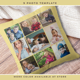 Custom 9 Foto Collage Familie Sake weich gelb halt Kissen