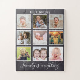 Custom 9 Foto Collage Family Chalkboard
