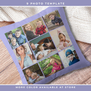 Custom 9 Foto Collage Family Pflege Periwinkle Kissen