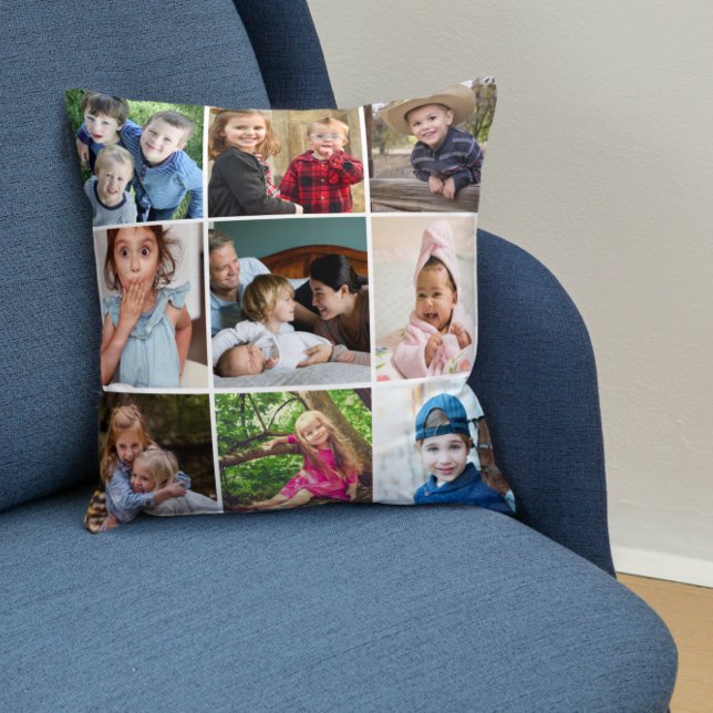Custom 9 Foto Collage Family Quote Rustikales Holz Kissen (Von Creator hochgeladen)