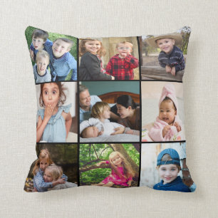 Custom 9 Foto Collage Family Zitat Black Keepake Kissen