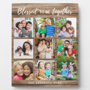 Custom 9 Foto Collage gesegnete Familien Quote Hol Fotoplatte