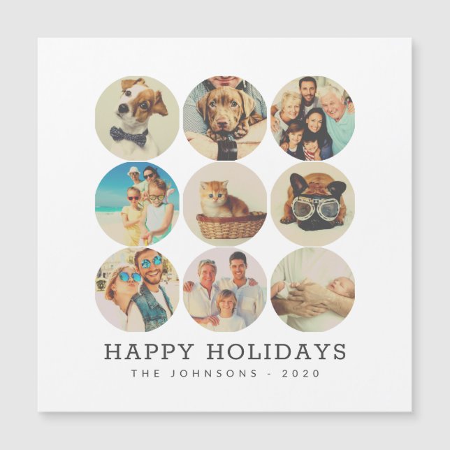 Custom 9 Fotos Moderne Erinnerungen für Familien u Magnetkarte (Vorderseite)